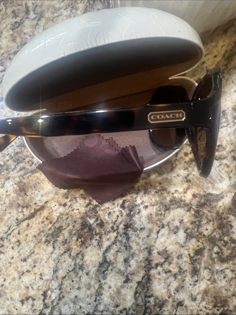 Coach Oversized Sunglasses in Tortoise Shell with Brown Lenses - Picture 2 of 3